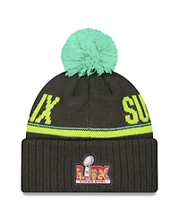 New Era Men's Black Kansas City Chiefs Super Bowl Lix Cuffed with Pom Knit Hat