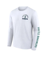 Fanatics Men's White Seattle Mariners Press Box Long Sleeve T-Shirt