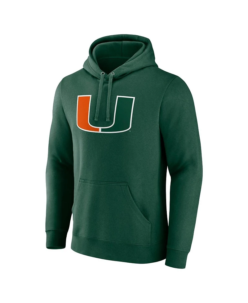 Fanatics Men's Green Miami Hurricanes Fleece Pullover Hoodie