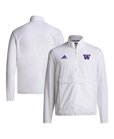 Adidas Men's White Washington Huskies 2024 Coaches Sideline Half-Zip Jacket