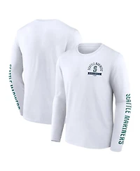 Fanatics Men's White Seattle Mariners Press Box Long Sleeve T-Shirt
