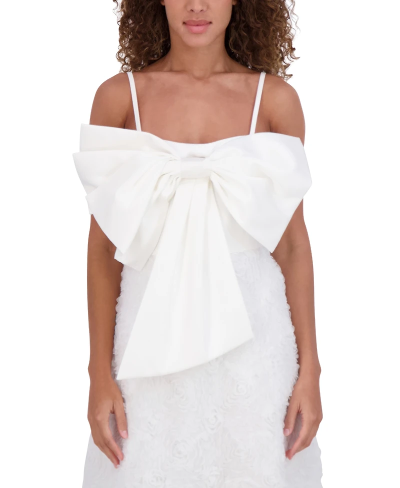 kensie Women's Large-Bow-Trim Sleeveless A-Line Dress