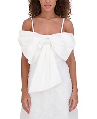 kensie Women's Large-Bow-Trim Sleeveless A-Line Dress