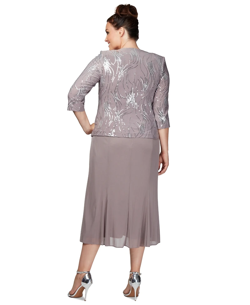 Alex Evenings Plus Sequined Chiffon Dress and Jacket