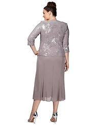 Alex Evenings Plus Sequined Chiffon Dress and Jacket