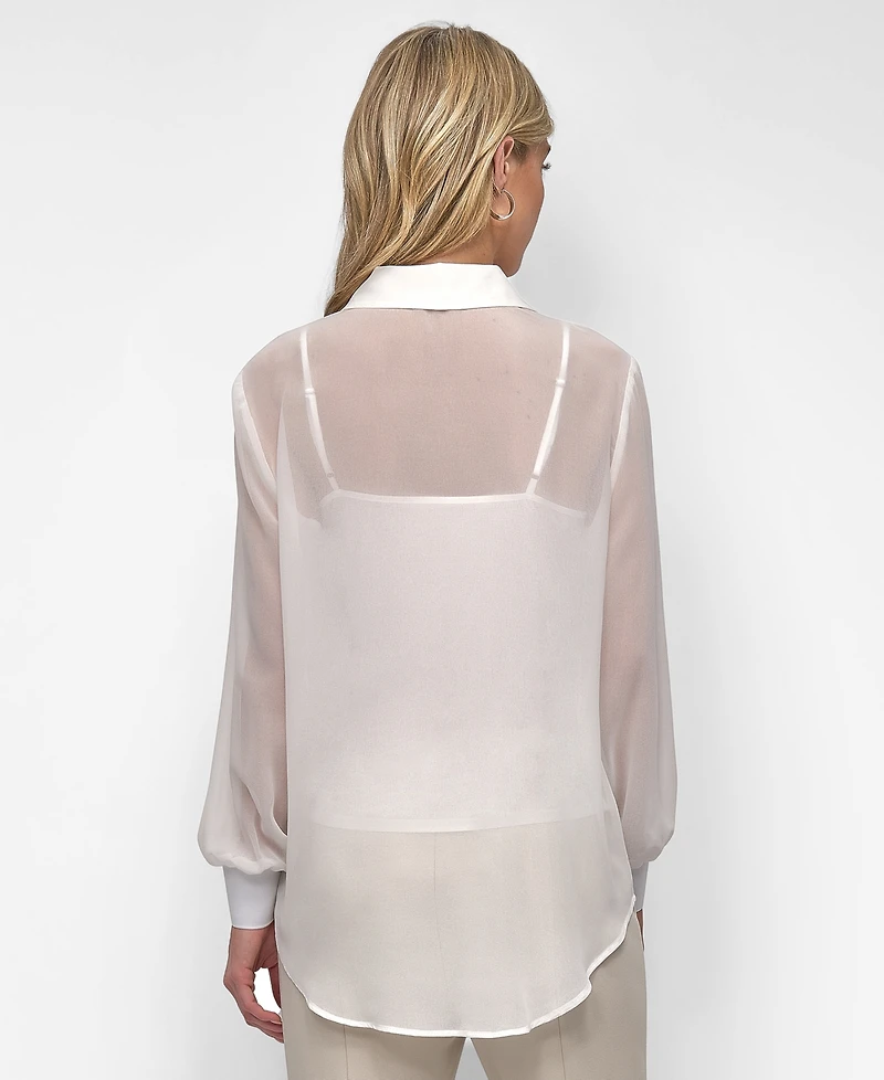 Dkny Women's Button-Down Chiffon Shirt
