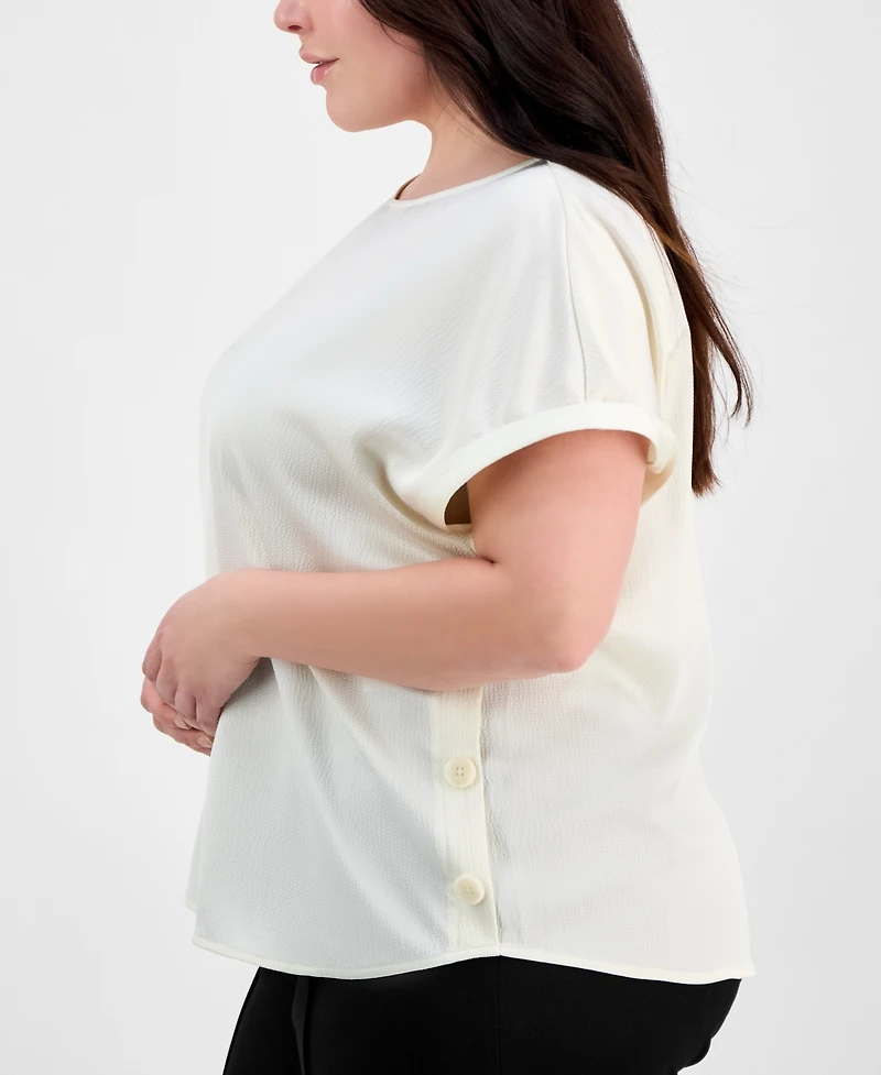 Jones New York Plus Size Side-Button Blouse