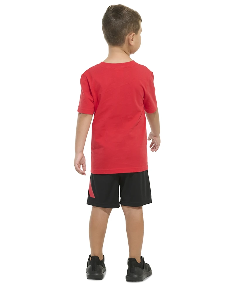 adidas Toddler & Little Boys Short-Sleeve T-Shirt & Elastic-Waistband Logo Shorts, 2 Piece Set