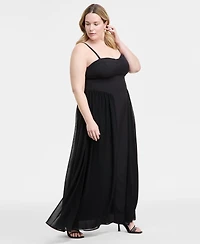 Seni & Cade Plus Sweetheart-Neck Sleeveless Gown