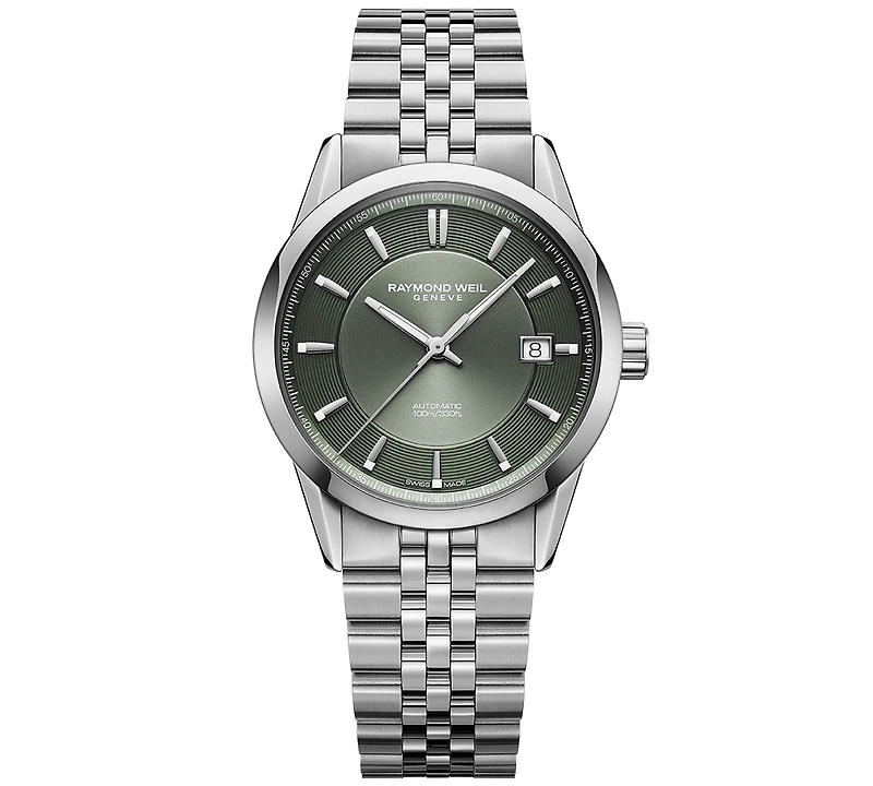 Raymond Weil Men's Freelancer Automatic Olive Green Dial Stainless Steel Bracelet Watch 38mm