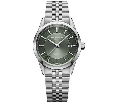 Raymond Weil Men's Freelancer Automatic Olive Green Dial Stainless Steel Bracelet Watch 38mm
