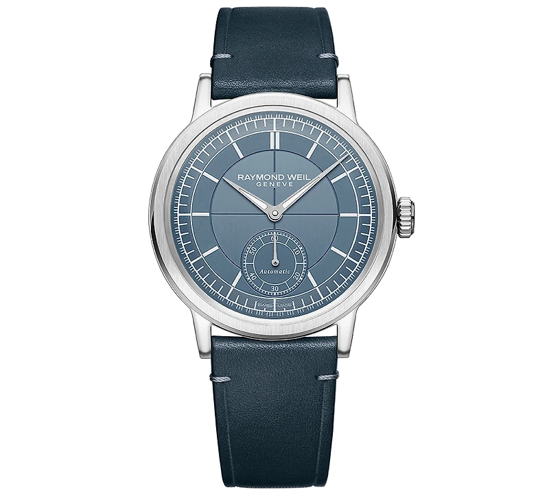 Raymond Weil Men's Swiss Automatic Millesime Small Seconds Denim Blue Leather Strap Watch 40mm