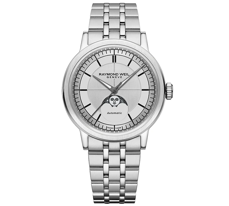 Raymond Weil Men's Swiss Automatic Millesime Moon Phase Stainless Steel Bracelet Watch 40mm
