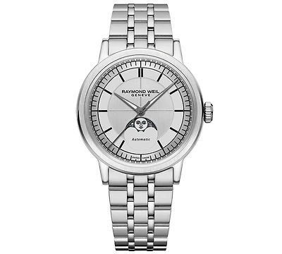 Raymond Weil Men's Swiss Automatic Millesime Moon Phase Stainless Steel Bracelet Watch 40mm