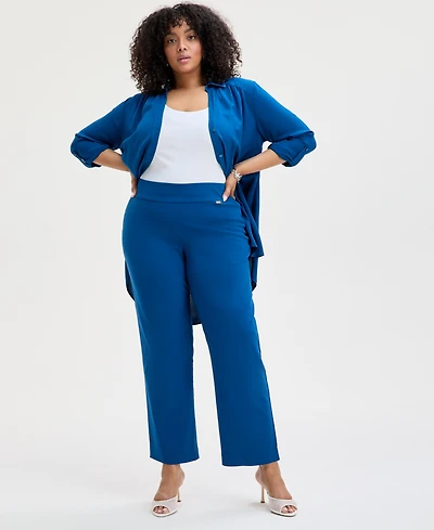 I.n.c. International Concepts Plus Size Mid-Rise Pull-On Straight-Leg Pants, Created for Macy's