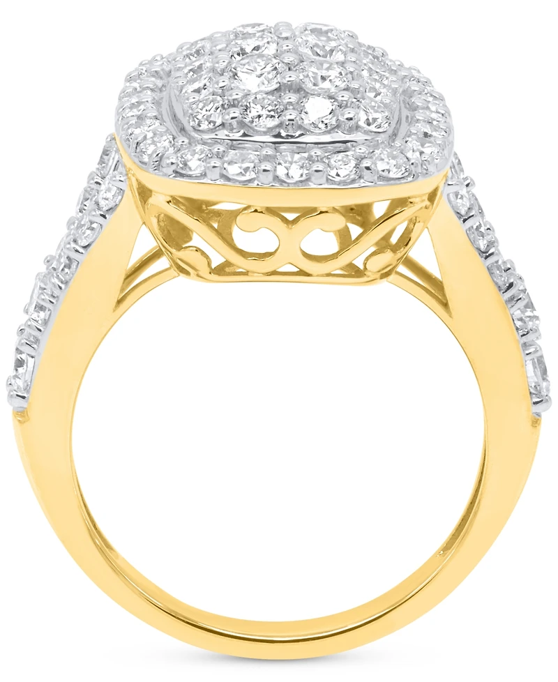 Forever Grown Diamonds Lab Diamond Halo Cluster Ring (2 ct. t.w.) Sterling Silver or 14K Gold-Plated