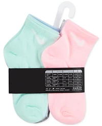 Nike Little Girls Metallic Swoosh Quarter Socks, Pack of 6
