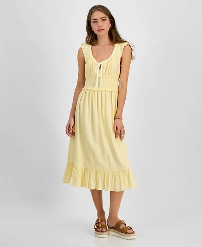Kingston Grey Juniors' V-Neck Ribbon Midi Dress