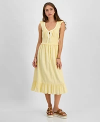 Kingston Grey Juniors' V-Neck Ribbon Midi Dress