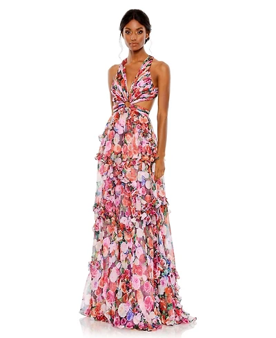 Mac Duggal Women's Ruffled Cut Out Sleeveless Gown