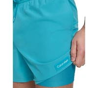 Calvin Klein Men's Core Euro Regular-Fit Quick-Dry 5" Swim Trunks with Compression Short Liner