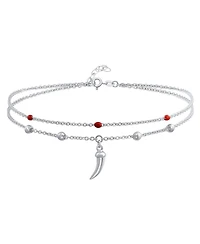 Bling Jewelry Amulet Cornicello Anklet Ankle Bracelet Red Bead Sterling Silver