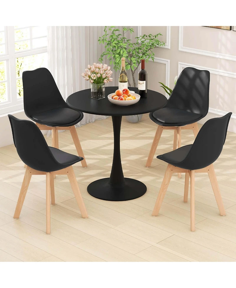 5 Pcs Dining Set Modern Round Dining Table 4 Chairs for Small Space Kitchen