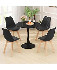 5 Pcs Dining Set Modern Round Dining Table 4 Chairs for Small Space Kitchen
