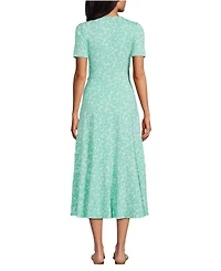 Lands' End Women's Cotton Modal Vneck Wrap Midi Dress