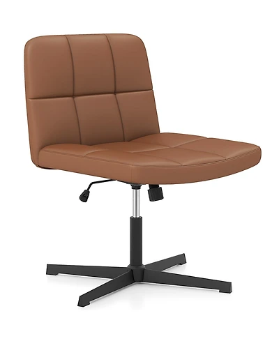 Upholstered Cross-Legged Office Chair with Oversized U-Shaped Seat Comfortable and Stylish Desk