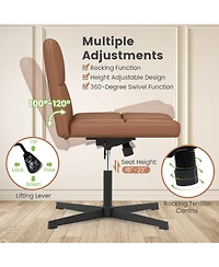 Upholstered Cross-Legged Office Chair with Oversized U-Shaped Seat Comfortable and Stylish Desk