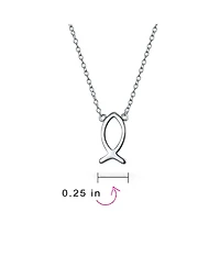 Bling Jewelry Dainty Sterling Silver Jesus Fish Ichthys Pendant Necklace