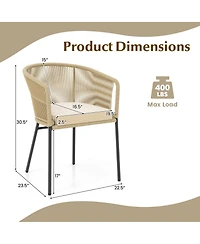 Patio Chairs Set of 4 with Curved Backrest and Seat Cushion for Patio