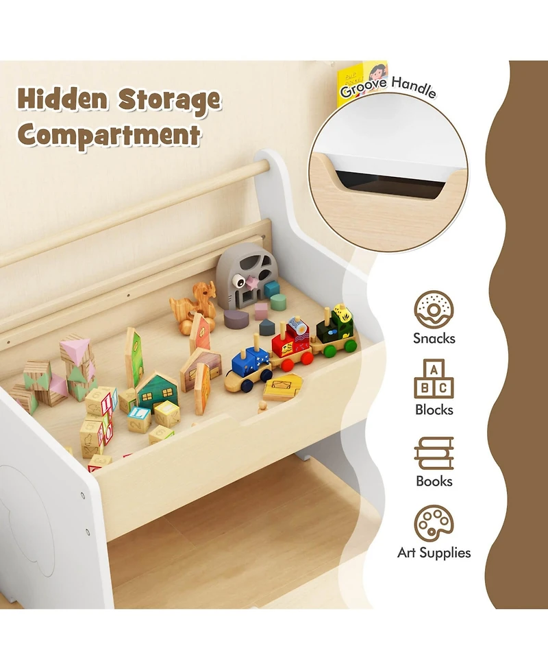3 In 1 Kids Wood Table and Chair Set with Detachable Tabletop Hidden Storage Paper
