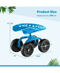 Rolling Garden Cart Heavy Duty Workseat with 360° Swivel Seat & Adjustable Height