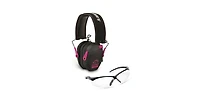 Walker's Razor Slim Electronic Shooting Range Earmuffs (Black/Pink) & Glasses