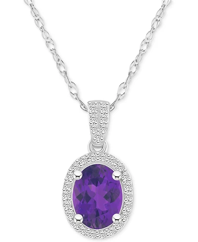 Lab-Created Emerald (1 ct. t.w.) & Lab Created White Sapphire (1/6 Oval Pendant Necklace 10k Gold