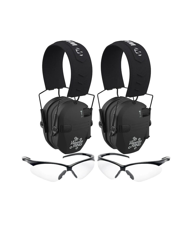 Walkers Razor Slim (Let Freedom Ring) Earmuffs with Shooting Glasses(2-Pack)