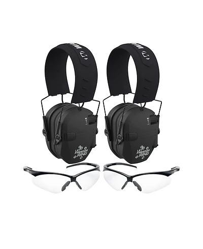 Walkers Razor Slim (Let Freedom Ring) Earmuffs with Shooting Glasses(2-Pack)