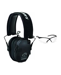 Walker's Razor Slim Electronic Shooting Range Earmuff (Black) and Glasses Kit