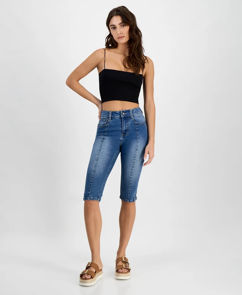 Dollhouse Juniors' Seam Front High-Rise Capri Jeans