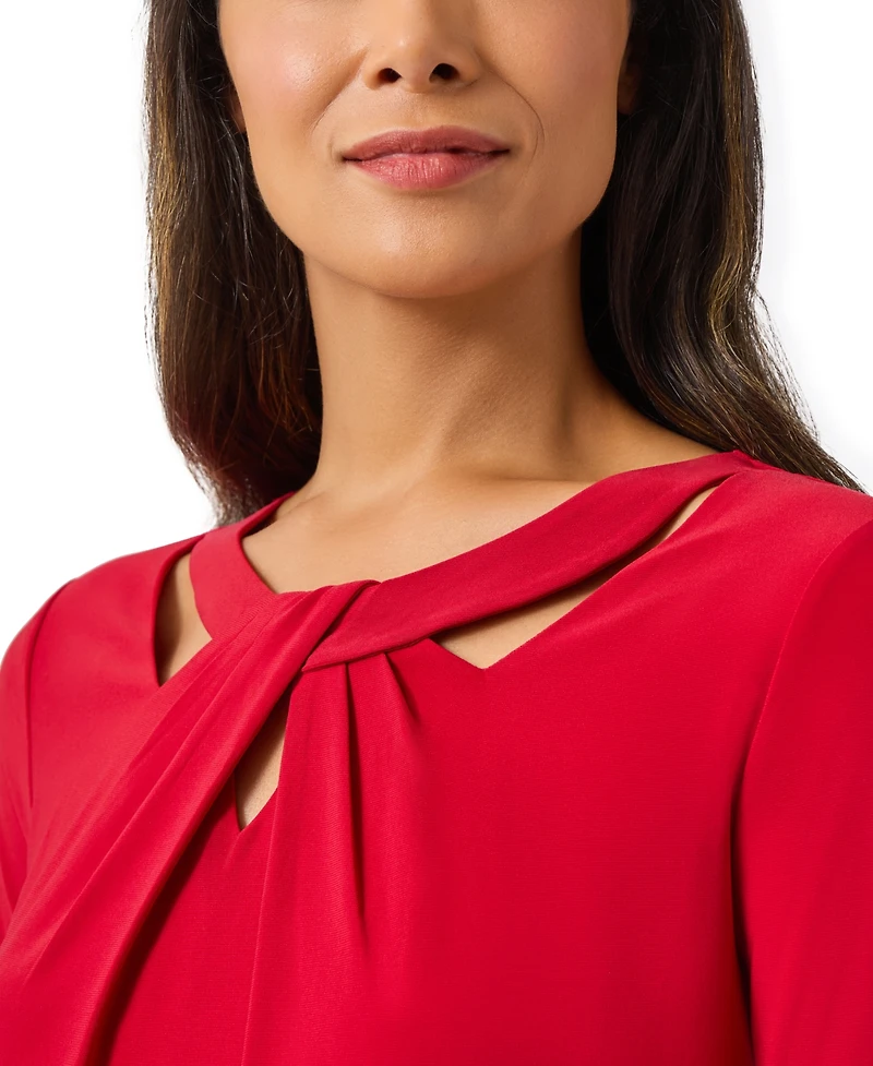 Kasper Women's 3/4 Sleeve Knot Front Jersey Top