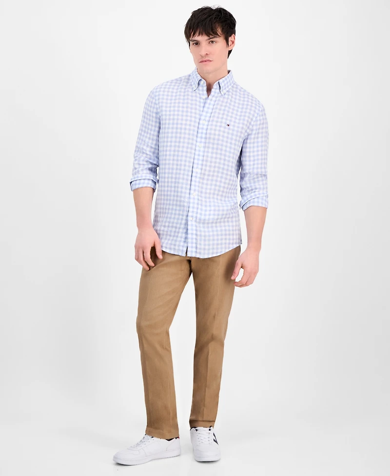Tommy Hilfiger Men's Slim-Fit Gingham Linen Shirt