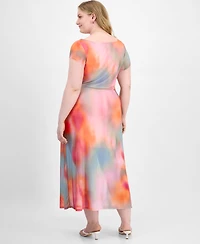 Bar Iii Trendy Plus Size Cowl-Neck Short-Sleeve Maxi Dress, Exclusively at Macy's
