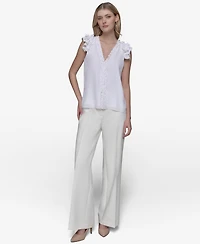 Karl Lagerfeld Paris Women's Ruffled Sleeveless Top