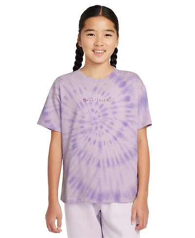 Nike Big Girls Sportswear Tie-Dyed Crewneck T-Shirt