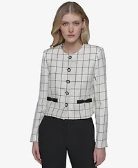 Karl Lagerfeld Paris Women's Windowpane-Print Jacket