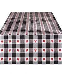 Design Imports Hearts Dobby Check Table Runner, 14" x 108"