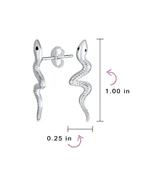 Bling Jewelry Egyptian Serpent Snake Stud Earrings in Sterling Silver Reptile Lovers