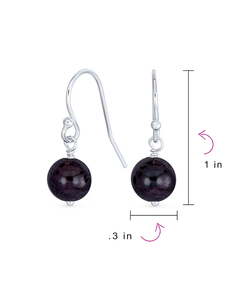 Bling Jewelry Set of Three Drop Ball Earrings Natural Black Onyx Blue Turquoise Green Malachite Beads Sterling Silver Hooks